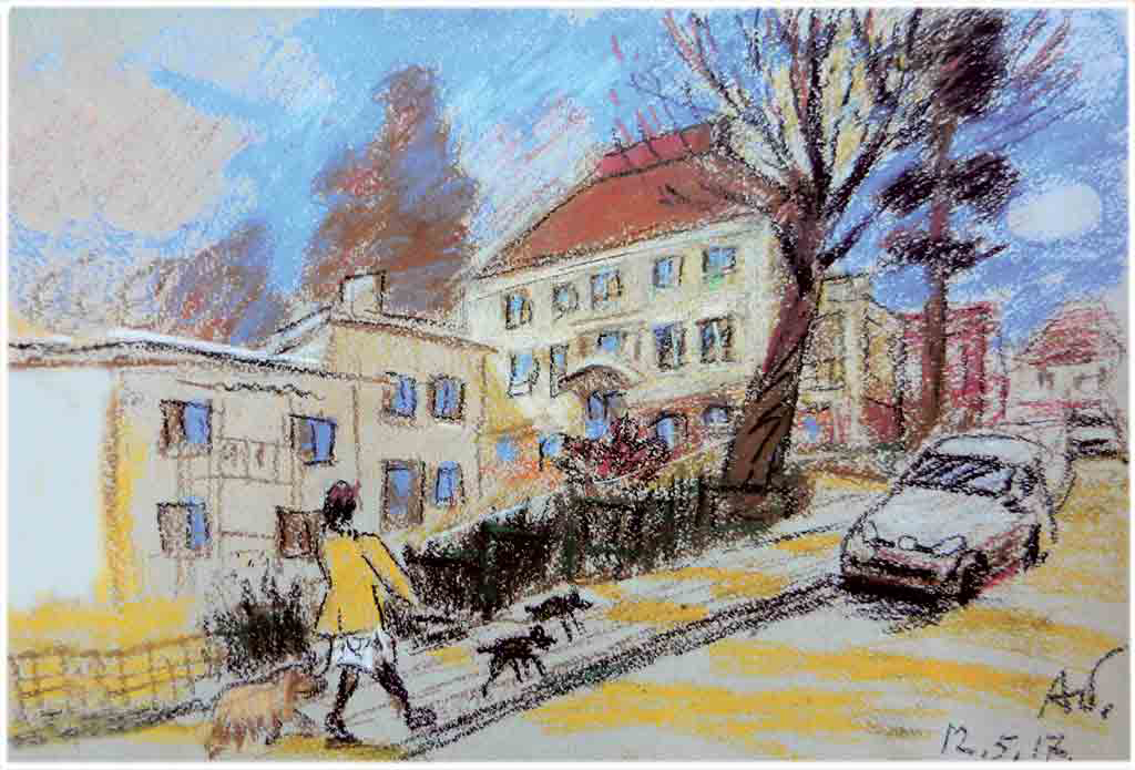Illustration des Deutschen Seniorenwohnheims in Munkkiniemi. Boris Akbulatov, 2017.