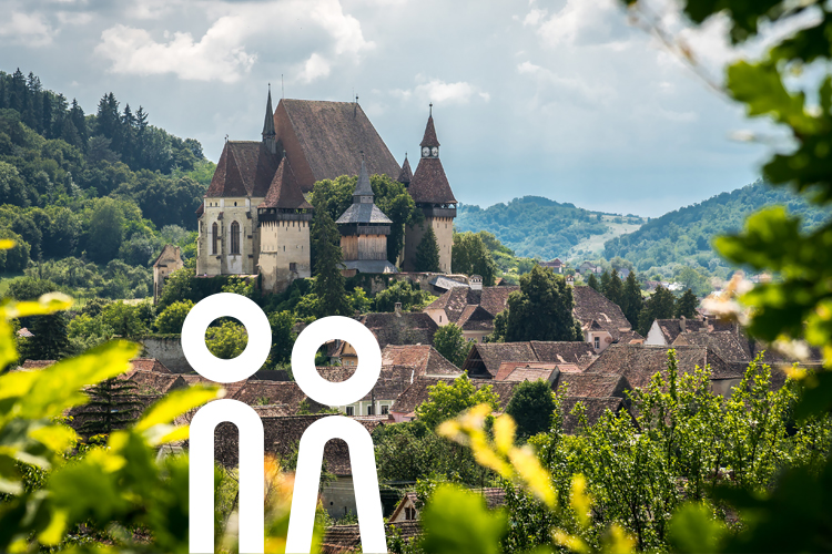 Ansicht einer Kirchenburg in Siebenbürgen.