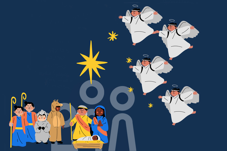 Illustration aus dem Infoblatt für die Krippenspielproben 2023.